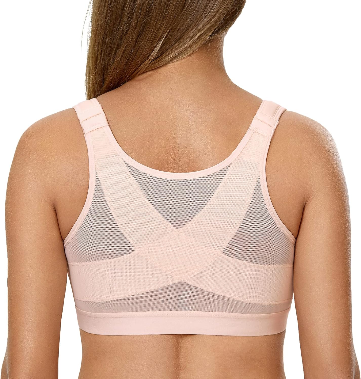 Women's Front Closure Posture Wireless Back Support Full Coverage Bra